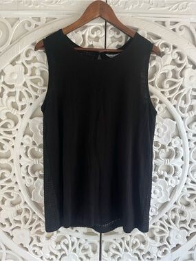 DKR & Co NWT Black Cotton Mesh Sleeveless Tank Top Size Large